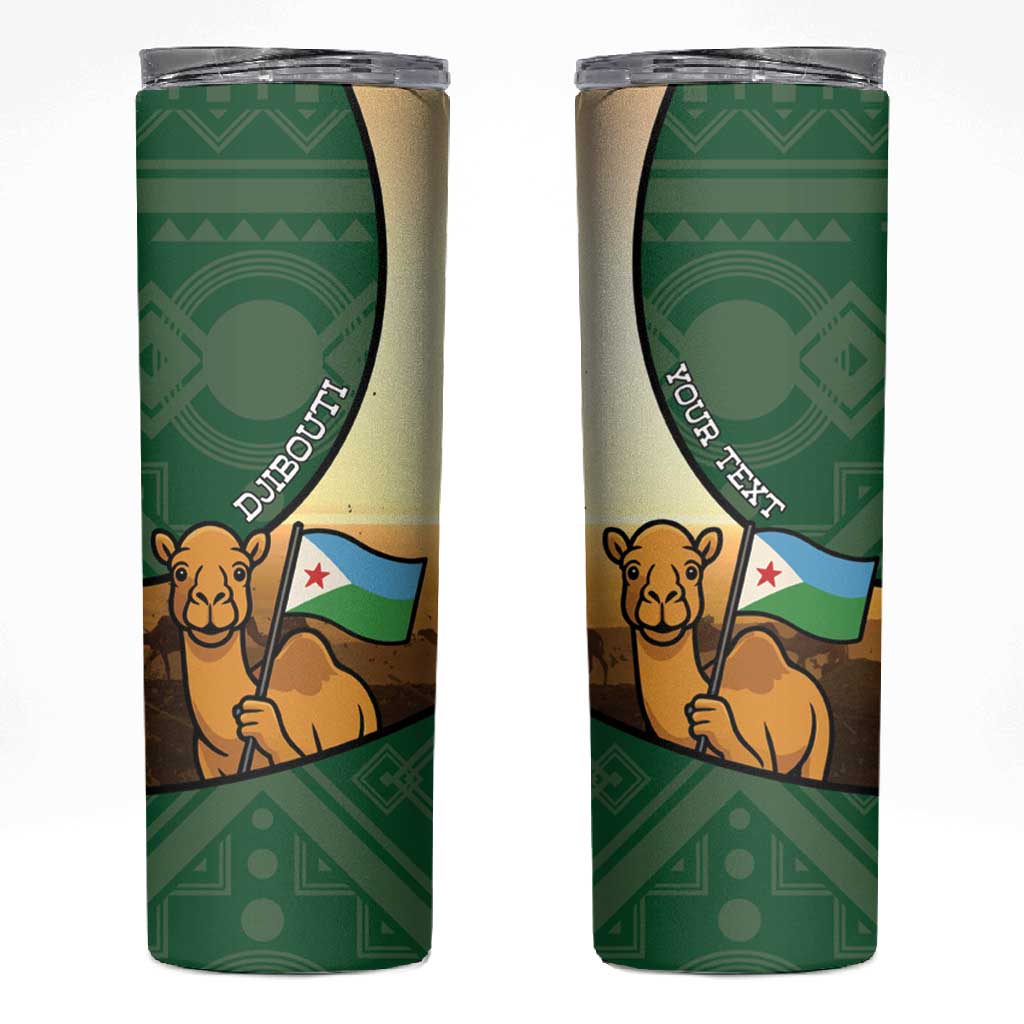 Personalized African Djibouti Skinny Tumbler Camel Holding Jabuuti Flag - African Pride