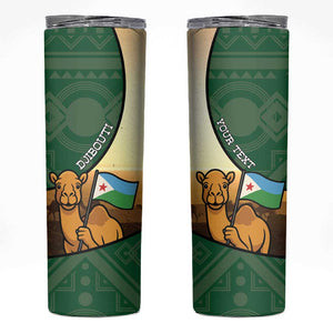 Personalized African Djibouti Skinny Tumbler Camel Holding Jabuuti Flag - African Pride