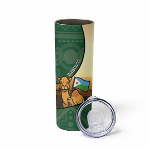 Personalized African Djibouti Skinny Tumbler Camel Holding Jabuuti Flag - African Pride
