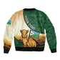 Personalized African Djibouti Sleeve Zip Bomber Jacket Camel Holding Jabuuti Flag - African Pride