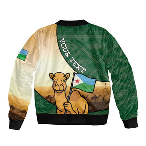 Personalized African Djibouti Sleeve Zip Bomber Jacket Camel Holding Jabuuti Flag - African Pride