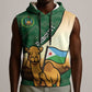 Personalized African Djibouti Sleeveless Hoodie Camel Holding Jabuuti Flag - African Pride