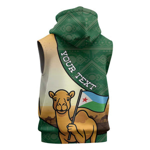 Personalized African Djibouti Sleeveless Zip Hoodie Camel Holding Jabuuti Flag - African Pride