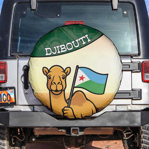 African Djibouti Spare Tire Cover Camel Holding Jabuuti Flag - African Pride