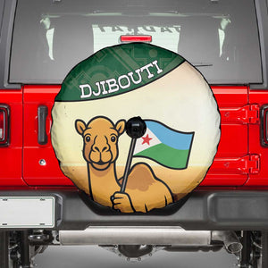 African Djibouti Spare Tire Cover Camel Holding Jabuuti Flag - African Pride