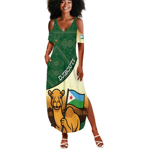 Personalized African Djibouti Summer Maxi Dress Camel Holding Jabuuti Flag - African Pride