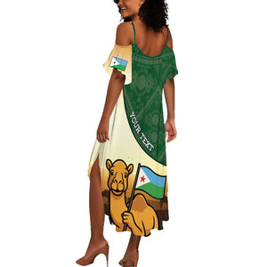 Personalized African Djibouti Summer Maxi Dress Camel Holding Jabuuti Flag - African Pride