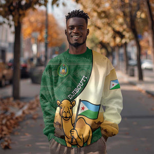 Personalized African Djibouti Sweatshirt Camel Holding Jabuuti Flag - African Pride