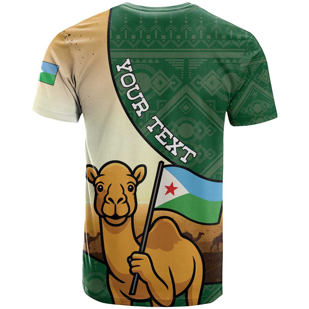 Personalized African Djibouti T shirt Camel Holding Jabuuti Flag - African Pride