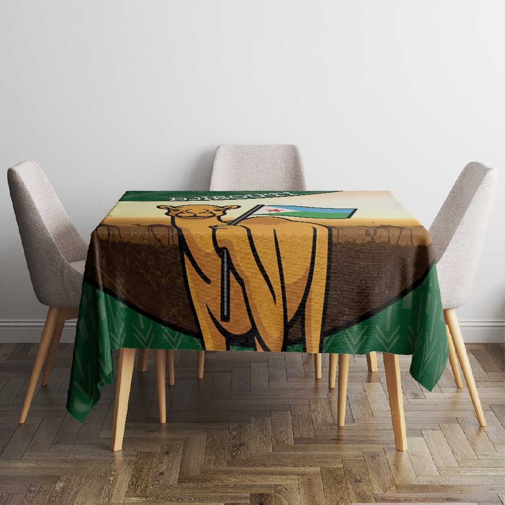 African Djibouti Tablecloth Camel Holding Jabuuti Flag - African Pride