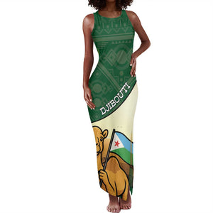Personalized African Djibouti Tank Maxi Dress Camel Holding Jabuuti Flag - African Pride