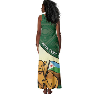 Personalized African Djibouti Tank Maxi Dress Camel Holding Jabuuti Flag - African Pride