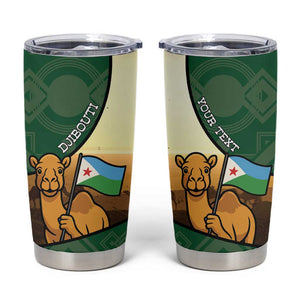 Personalized African Djibouti Tumbler Cup Camel Holding Jabuuti Flag - African Pride