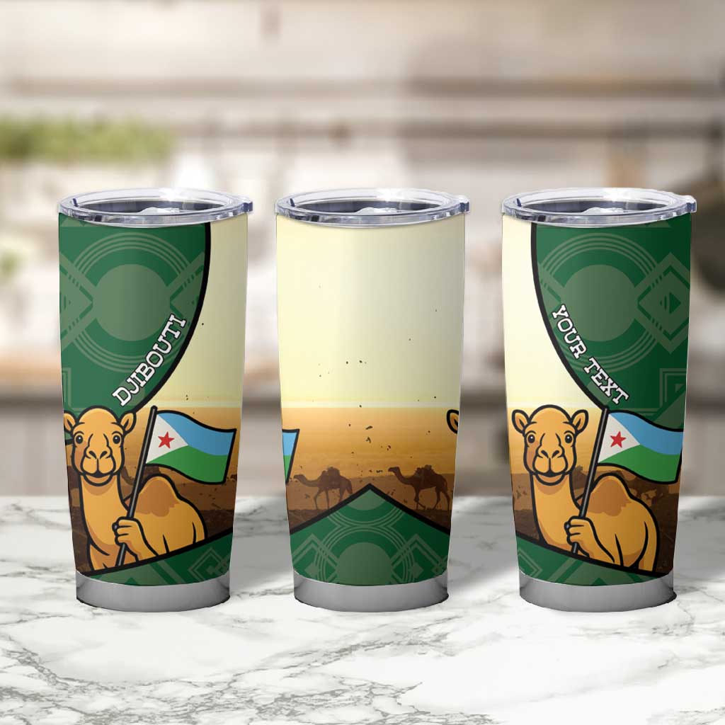 Personalized African Djibouti Tumbler Cup Camel Holding Jabuuti Flag - African Pride
