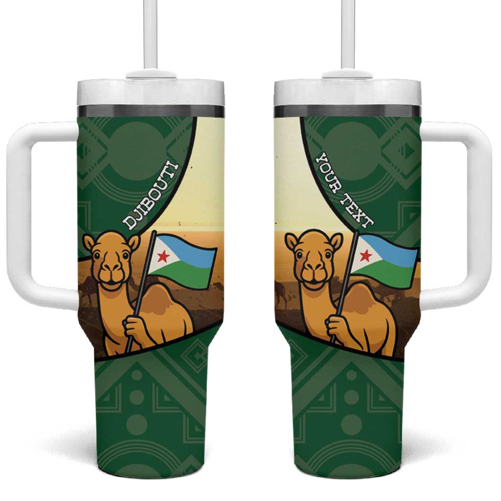 Personalized African Djibouti Tumbler With Handle Camel Holding Jabuuti Flag - African Pride