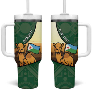 Personalized African Djibouti Tumbler With Handle Camel Holding Jabuuti Flag - African Pride