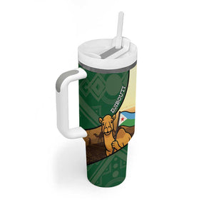 Personalized African Djibouti Tumbler With Handle Camel Holding Jabuuti Flag - African Pride