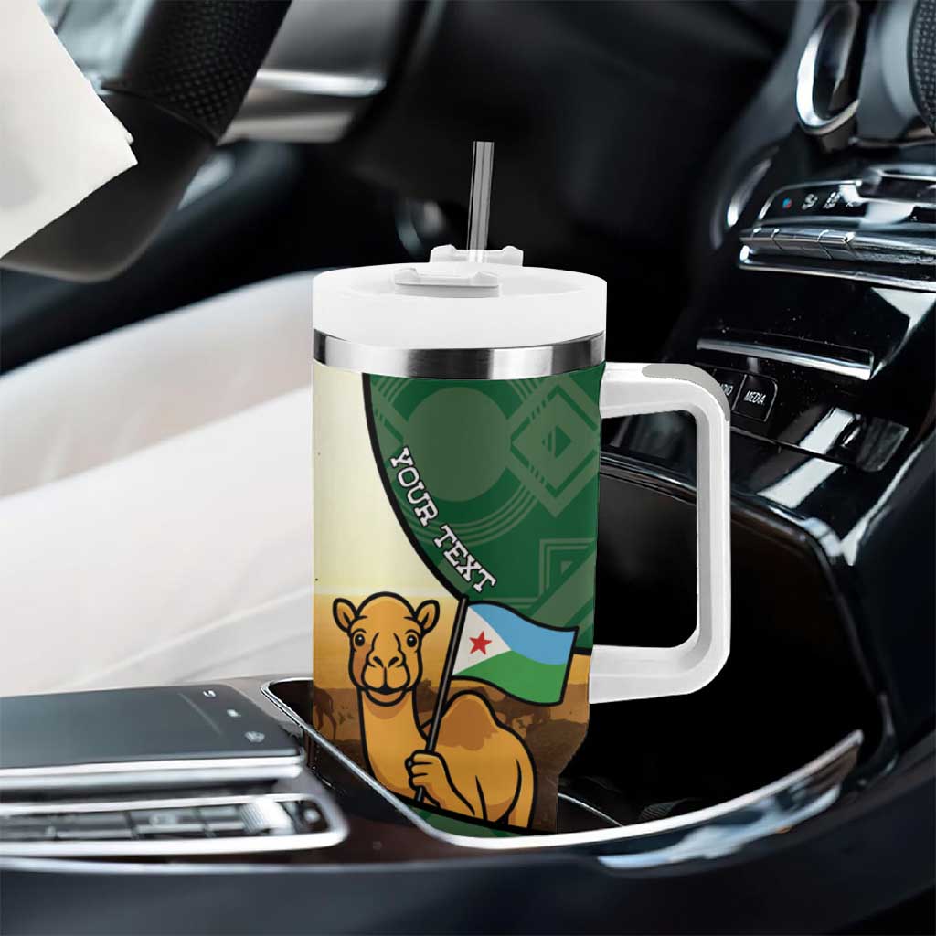 Personalized African Djibouti Tumbler With Handle Camel Holding Jabuuti Flag - African Pride
