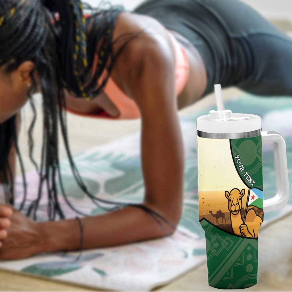 Personalized African Djibouti Tumbler With Handle Camel Holding Jabuuti Flag - African Pride