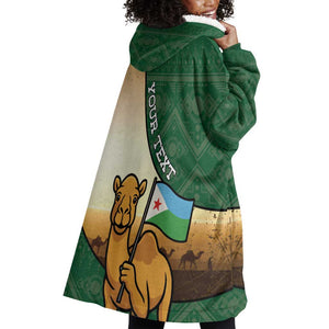 Personalized African Djibouti Wearable Blanket Hoodie Camel Holding Jabuuti Flag - African Pride