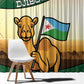 African Djibouti Window Curtain Camel Holding Jabuuti Flag - African Pride