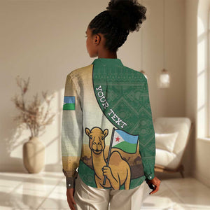 Personalized African Djibouti Women Casual Shirt Camel Holding Jabuuti Flag - African Pride