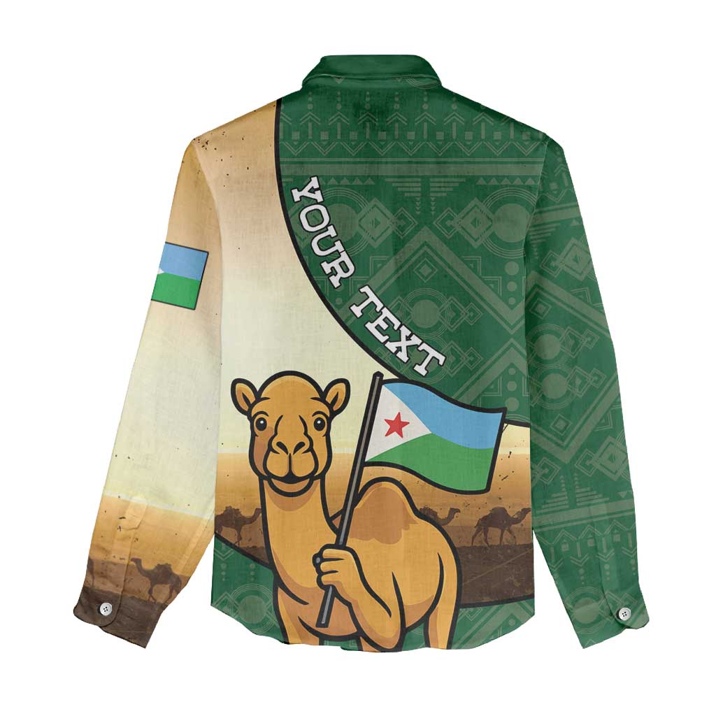 Personalized African Djibouti Women Casual Shirt Camel Holding Jabuuti Flag - African Pride