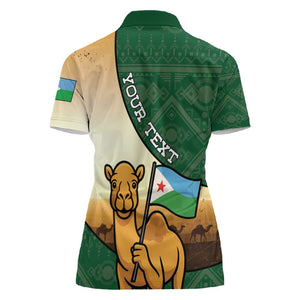 Personalized African Djibouti Women Polo Shirt Camel Holding Jabuuti Flag - African Pride