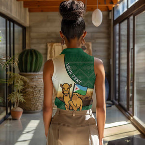 Personalized African Djibouti Women Sleeveless Polo Shirt Camel Holding Jabuuti Flag - African Pride