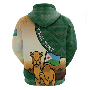 Personalized African Djibouti Zip Hoodie Camel Holding Jabuuti Flag - African Pride