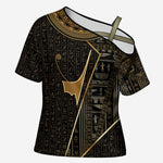 Egypt Deshret Crown Cross Shoulder Shirt Ancient Mythology Pharaoh With Pschent