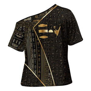 Egypt Deshret Crown Cross Shoulder Shirt Ancient Mythology Pharaoh With Pschent