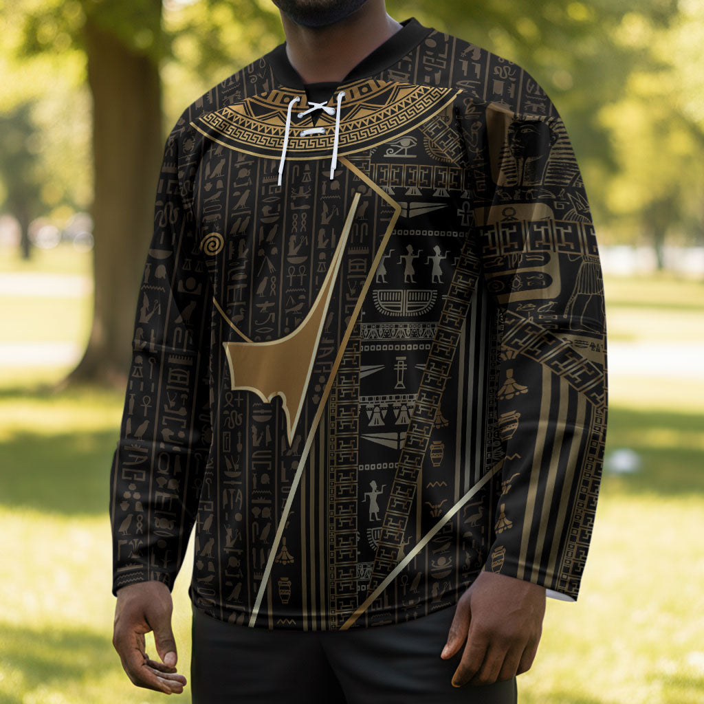 Egypt Deshret Crown Hockey Jersey Ancient Mythology Pharaoh With Pschent
