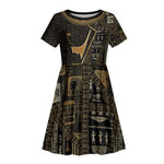 Egypt Deshret Crown Kid Short Sleeve Dress Ancient Mythology Pharaoh With Pschent