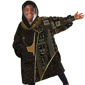 Egypt Deshret Crown Kid Wearable Blanket Hoodie Ancient Mythology Pharaoh With Pschent