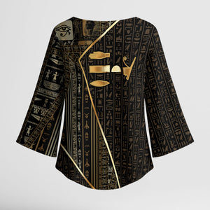 Egypt Deshret Crown Kimono Sleeve Blouse Ancient Mythology Pharaoh With Pschent