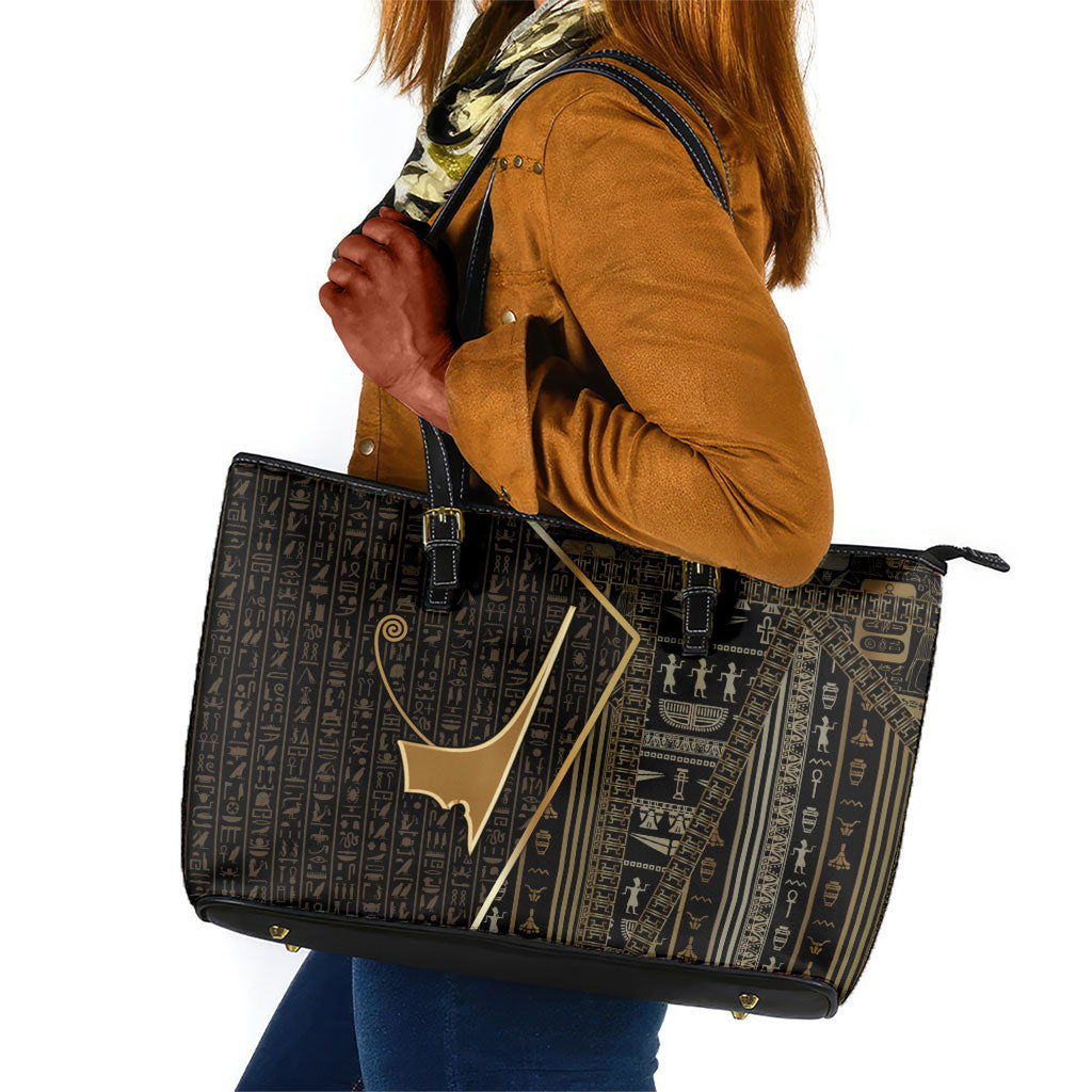 Egypt Deshret Crown Leather Tote Bag Ancient Mythology Pharaoh With Pschent
