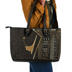 Egypt Deshret Crown Leather Tote Bag Ancient Mythology Pharaoh With Pschent