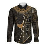 Egypt Deshret Crown Long Sleeve Button Shirt Ancient Mythology Pharaoh With Pschent