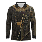 Egypt Deshret Crown Long Sleeve Polo Shirt Ancient Mythology Pharaoh With Pschent