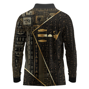 Egypt Deshret Crown Long Sleeve Polo Shirt Ancient Mythology Pharaoh With Pschent