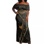 Egypt Deshret Crown Off Shoulder Maxi Dress Ancient Mythology Pharaoh With Pschent