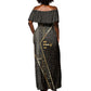 Egypt Deshret Crown Off Shoulder Maxi Dress Ancient Mythology Pharaoh With Pschent