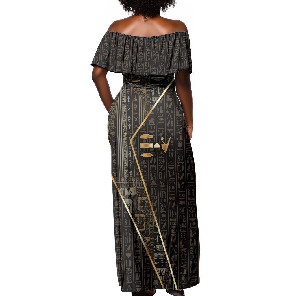 Egypt Deshret Crown Off Shoulder Maxi Dress Ancient Mythology Pharaoh With Pschent