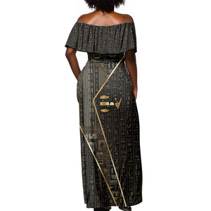 Egypt Deshret Crown Off Shoulder Maxi Dress Ancient Mythology Pharaoh With Pschent