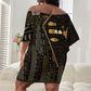 Egypt Deshret Crown Off Shoulder Short Dress Ancient Mythology Pharaoh With Pschent