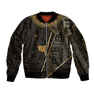 Egypt Deshret Crown Sleeve Zip Bomber Jacket Ancient Mythology Pharaoh With Pschent