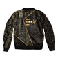 Egypt Deshret Crown Sleeve Zip Bomber Jacket Ancient Mythology Pharaoh With Pschent
