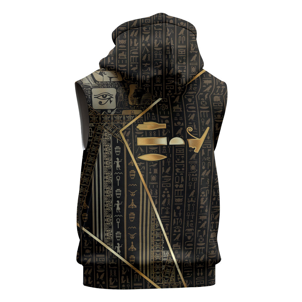 Egypt Deshret Crown Sleeveless Hoodie Ancient Mythology Pharaoh With Pschent