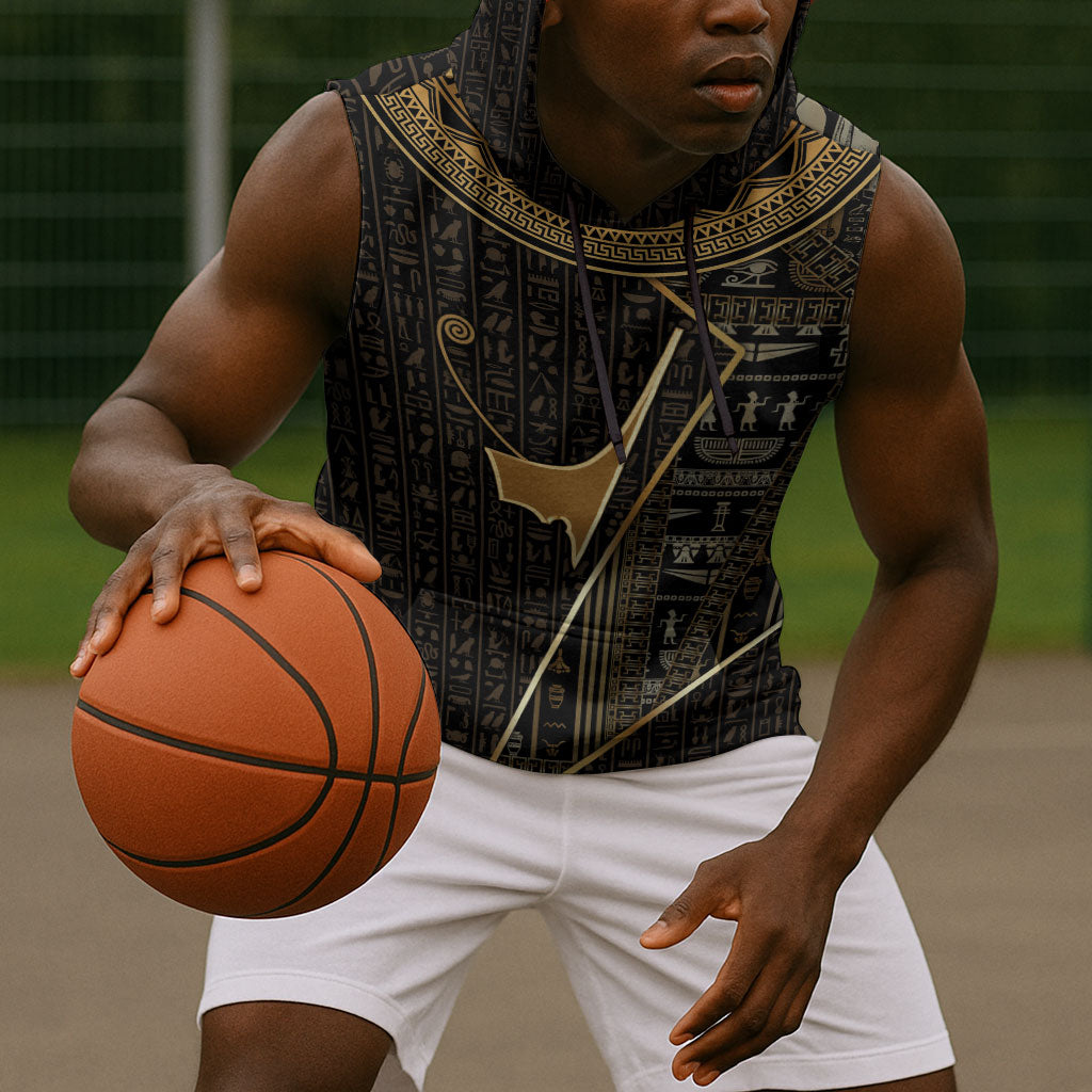 Egypt Deshret Crown Sleeveless Hoodie Ancient Mythology Pharaoh With Pschent